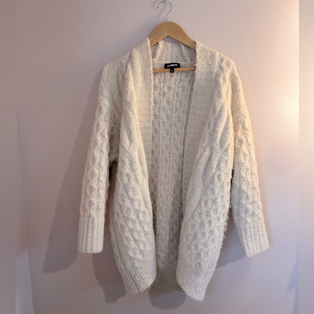 Express Cream Cable Knit Cardigan